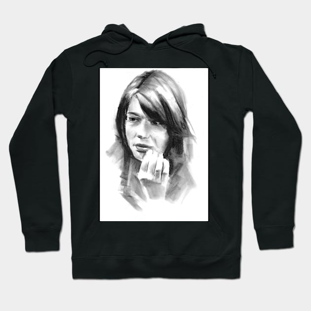 charcoal portrait of a woman Hoodie by stoekenbroek